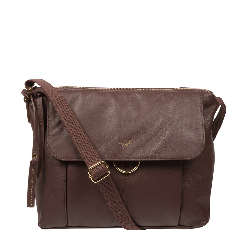 'Chancery' Plum Leather Shoulder Bag