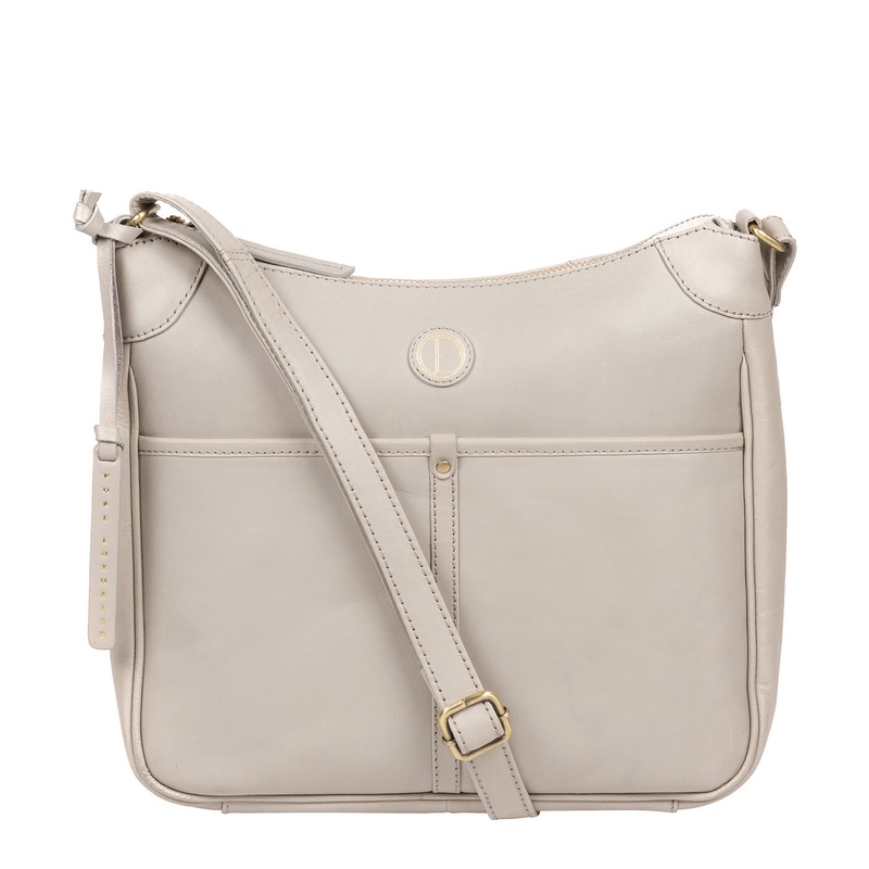 'Clovely' Dove Grey Leather Cross Body Bag