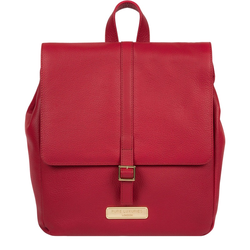 'Daisy' Berry Red Leather Backpack