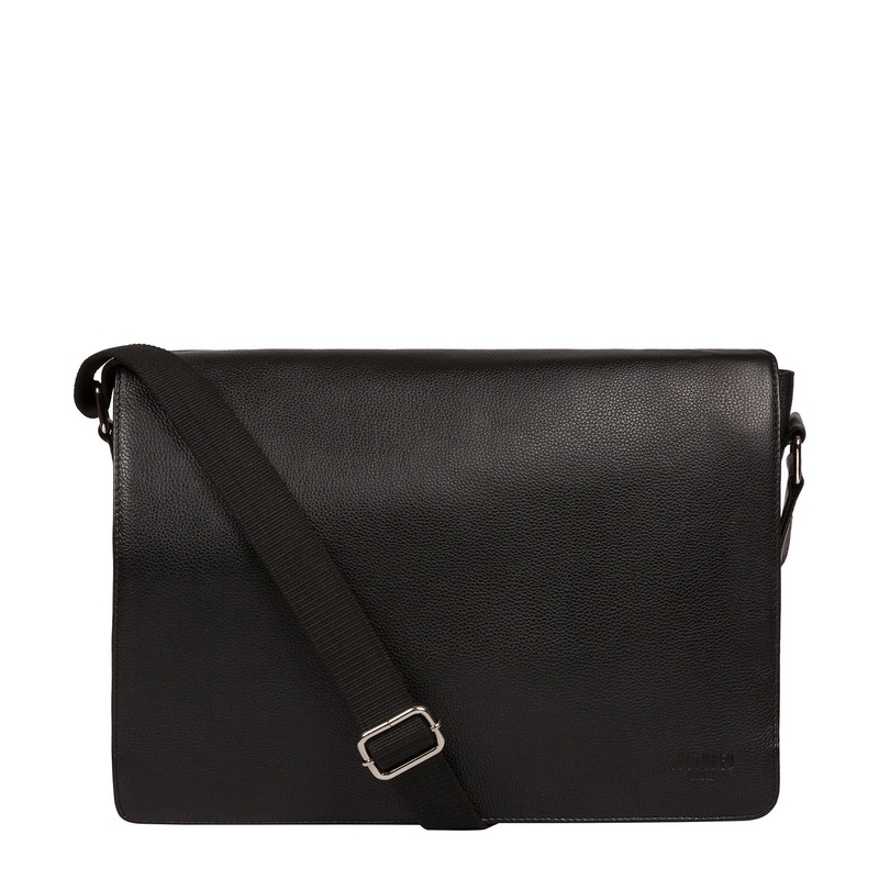 'Daniel' Black Leather Messenger Bag