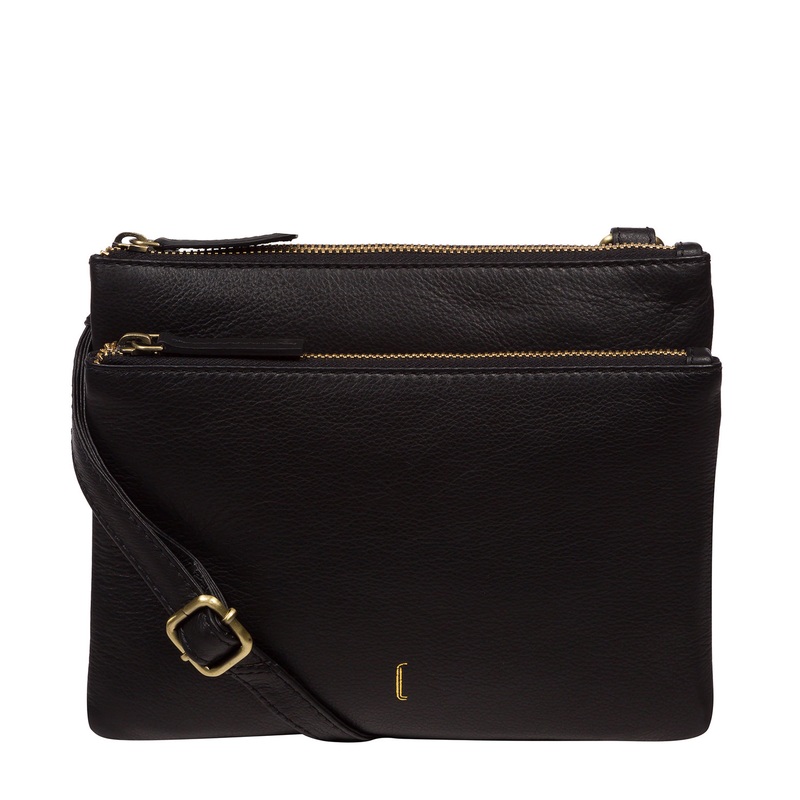 'Demi' Black Leather Cross Body Bag