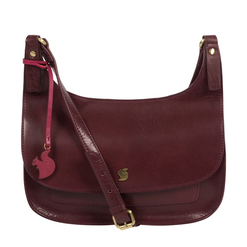 'Ellipse' Plum Leather Cross Body Bag