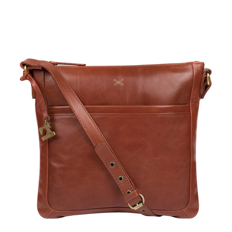 'Essie' Whiskey Leather Cross Body Bag