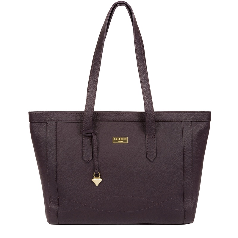 'Farah' Fig Leather Tote Bag