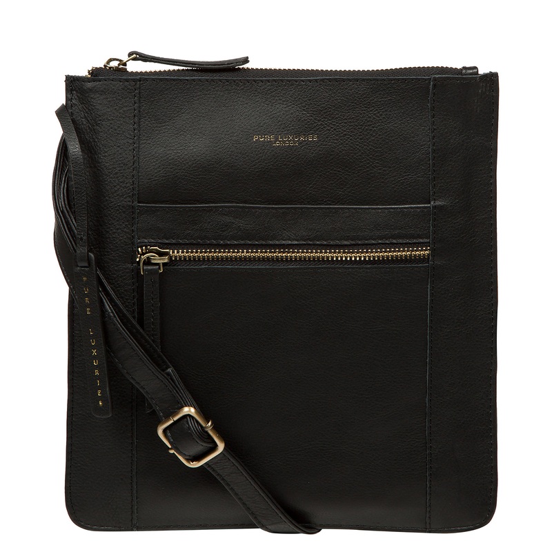'Folkestone' Black Leather Cross Body Bag