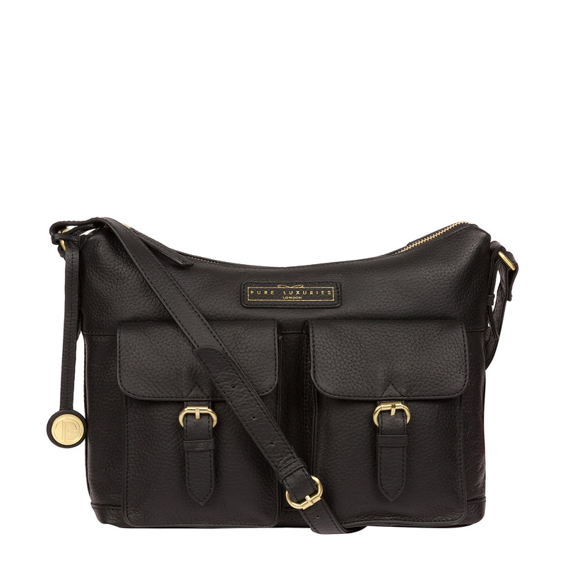 'Frinton' Black & Gold Leather Shoulder Bag