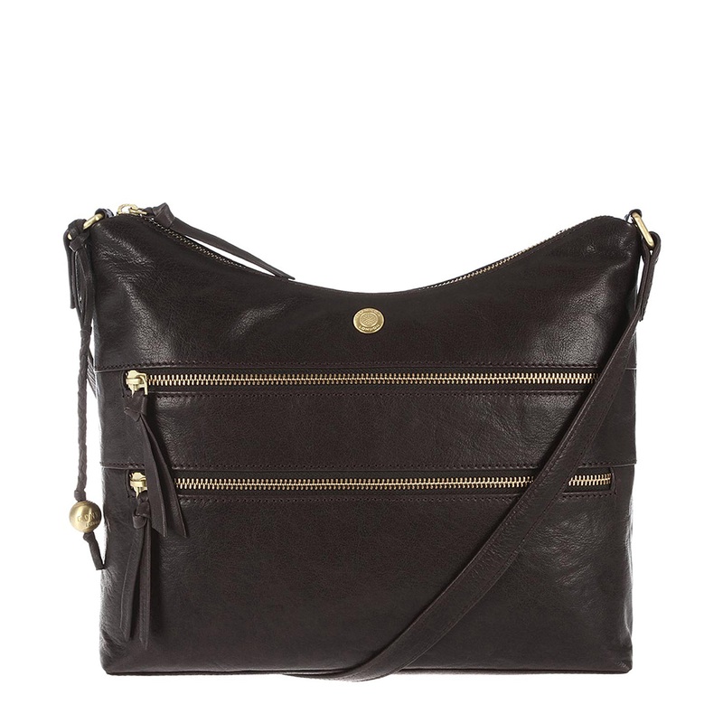 'Ginny' Vintage Brown Tumbled Leather Shoulder Bag