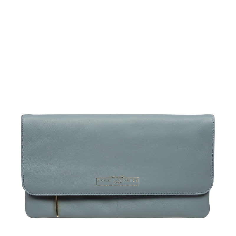 'Golders' Cashmere Blue Leather Clutch Bag