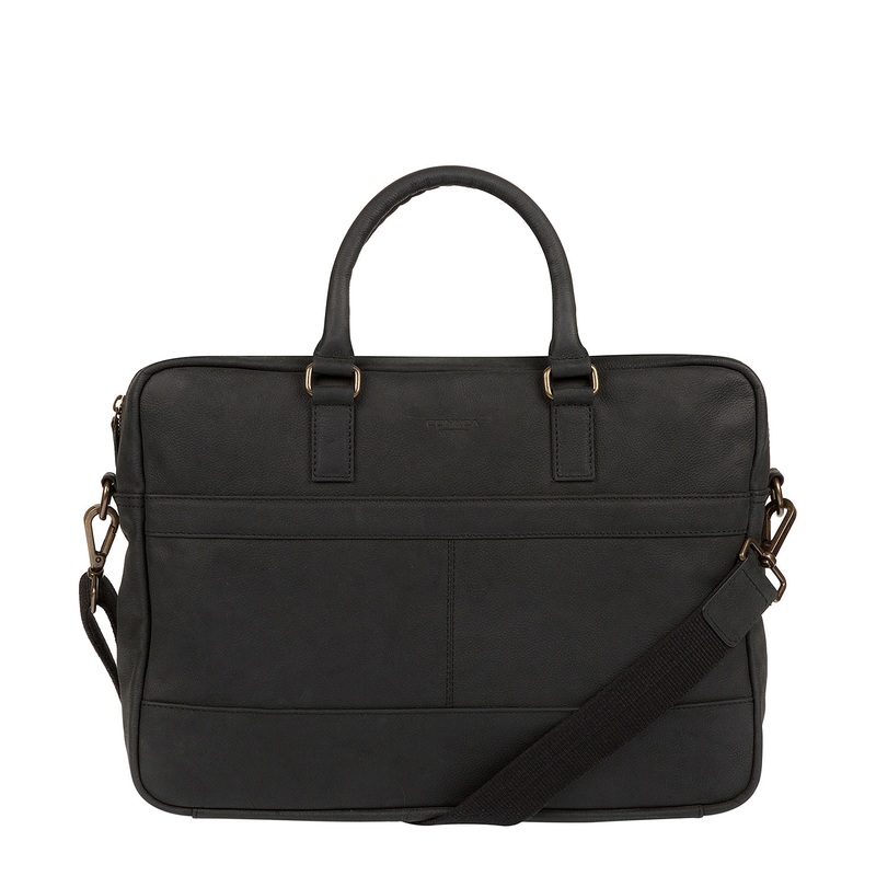 'Grafton' Vintage Black Leather Workbag