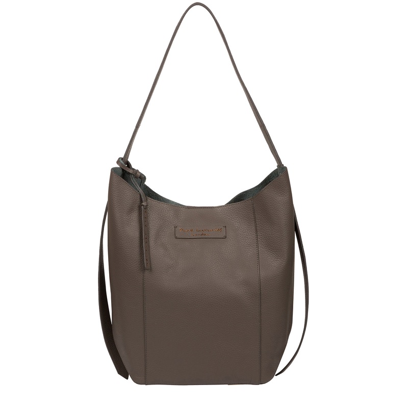 'Hoxton' Grey Leather Shoulder Bag