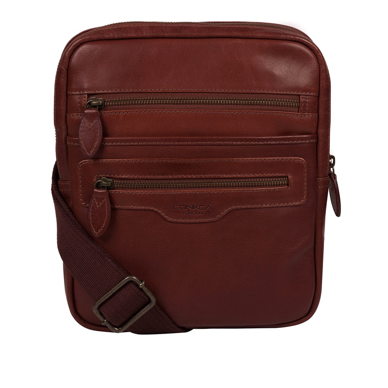 'Jairzinho' Conker Brown Leather Cross Body Bag