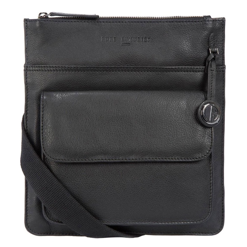 'Jarrow' Black Leather & Platinum-Coloured Detail Bag