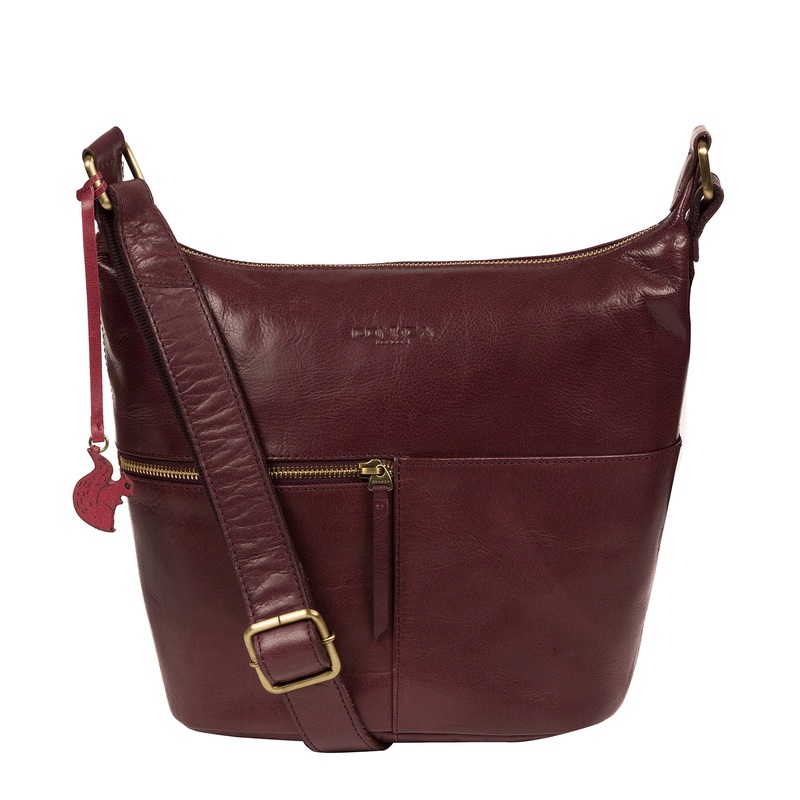'Kristin' Plum Leather Shoulder Bag