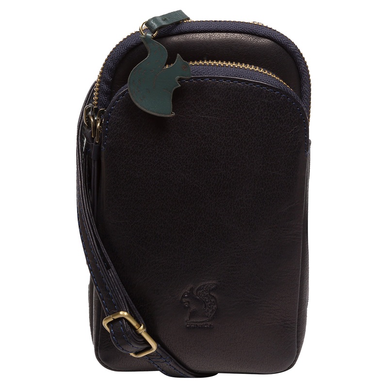 'Leia' Navy Leather Cross Body Phone Bag