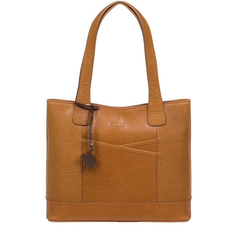 'Little Patience' Dark Tan Leather Tote Bag
