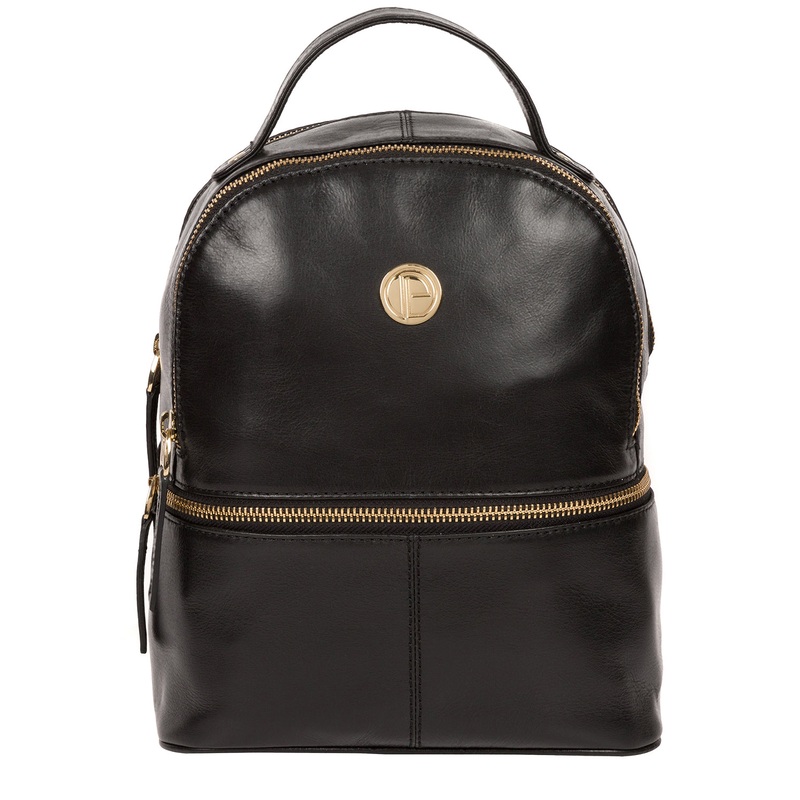 'Lunaria' Jet Black Leather Backpack