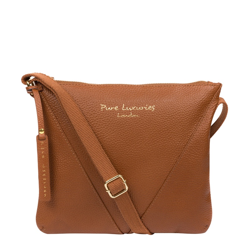 'Lupita' Tan Leather Cross Body Bag