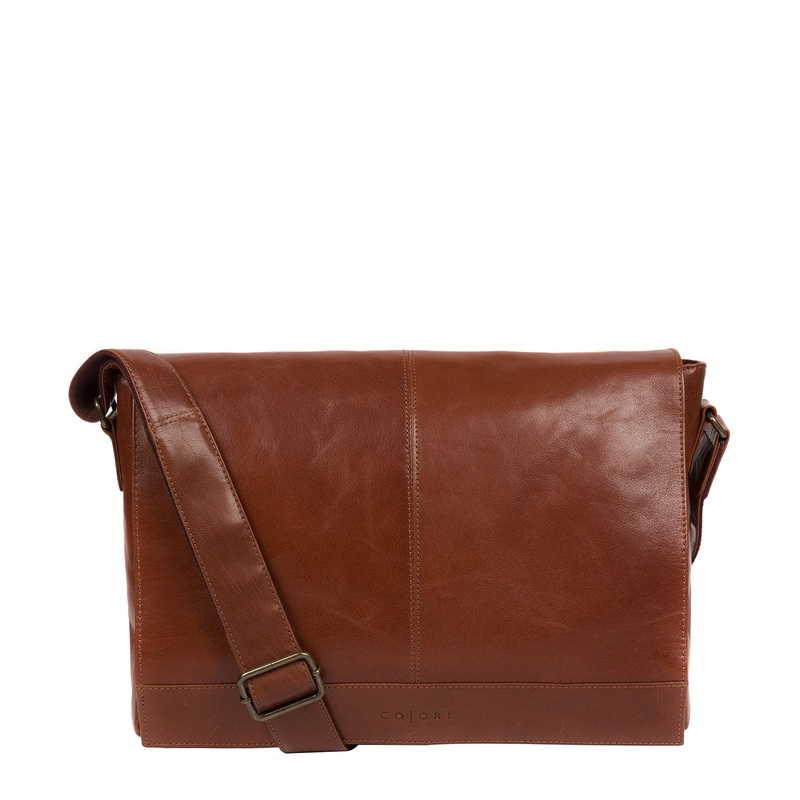 'Maldini' Italian-Inspired Umber Brown Leather Messenger Bag