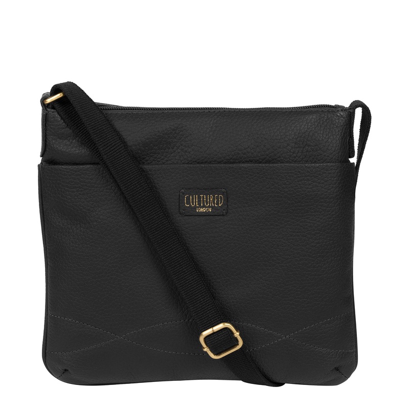 'Manon' Black Leather Small Cross Body Bag