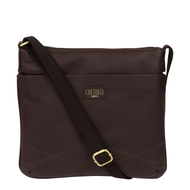 'Manon' Dark Chocolate Leather Small Cross Body Bag