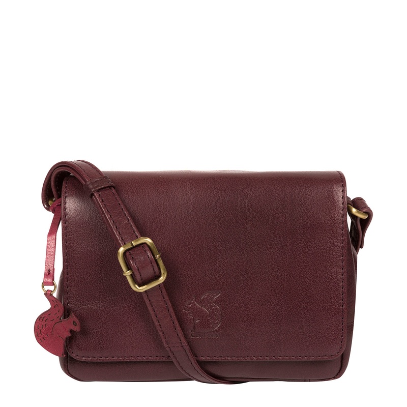 'Marta' Plum Leather Cross Body Bag