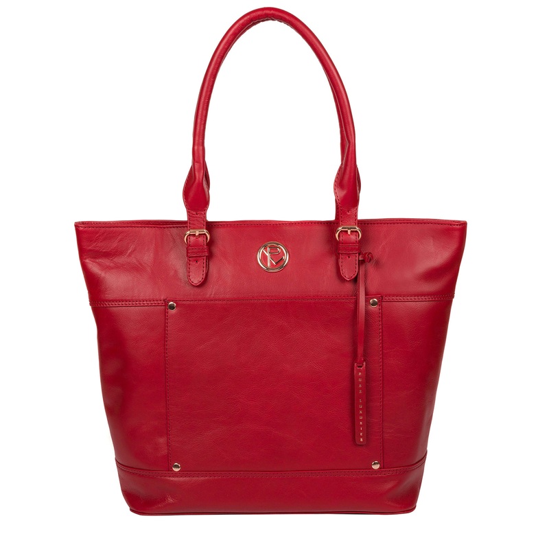 'Monet' Cherry Leather Tote Bag