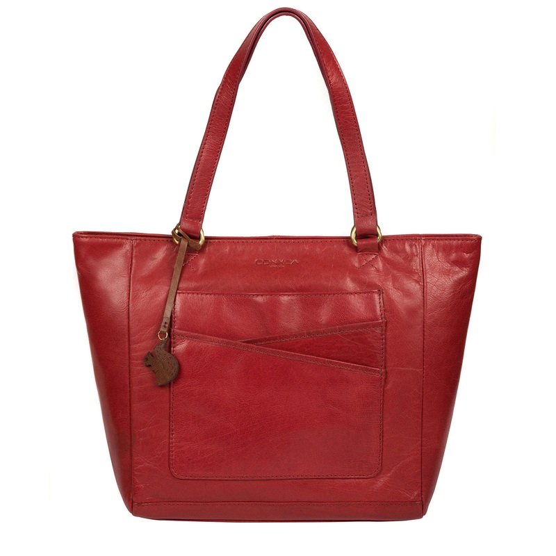 'Monique' Chilli Pepper Leather Tote Bag