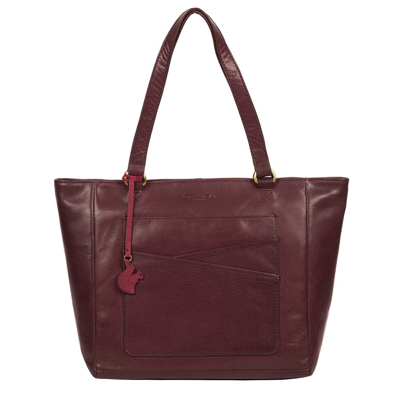 'Monique' Plum Leather Tote Bag