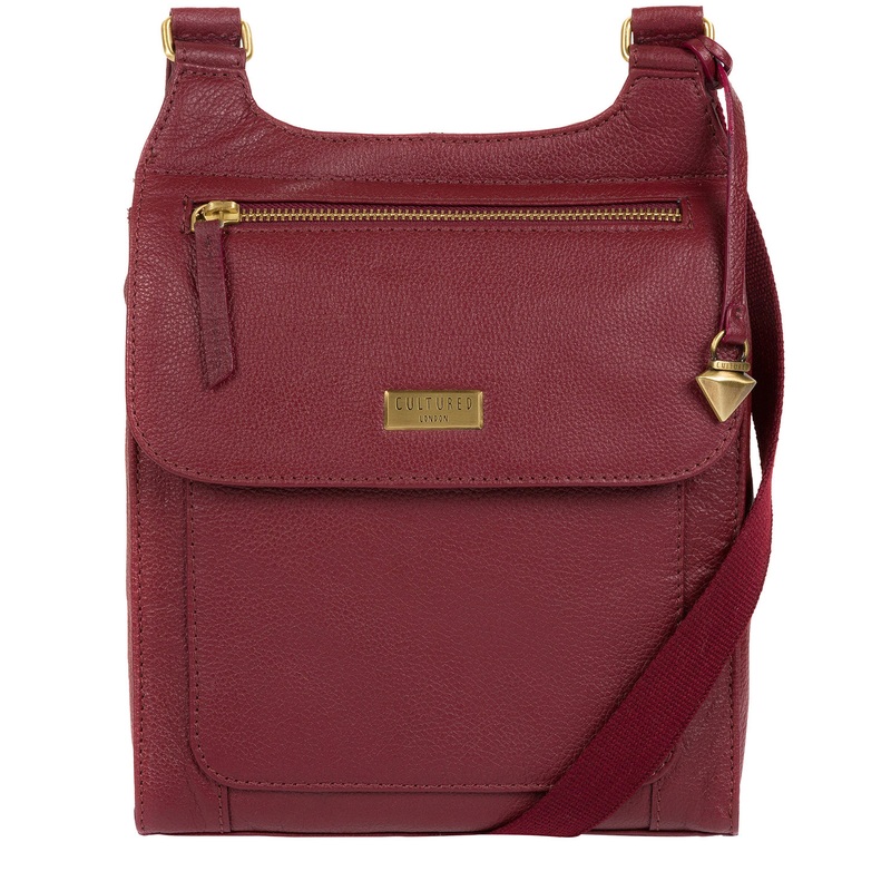 'Morgan' Ruby Red Leather Cross Body Bag