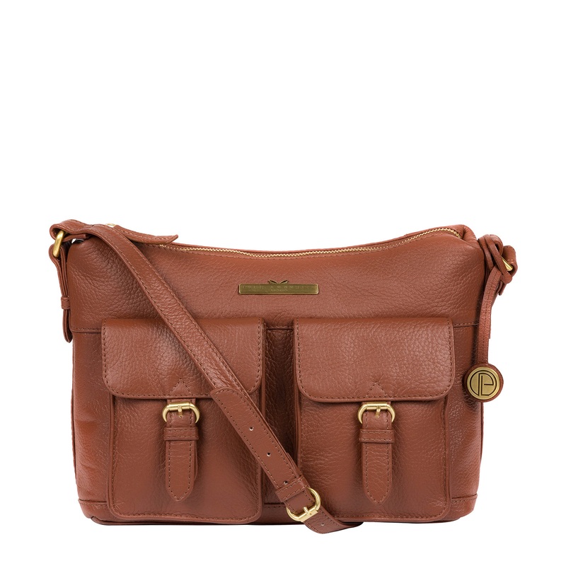 'Natasha' Dark Tan Leather Shoulder Bag