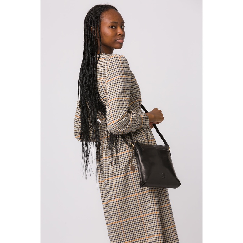 'Nikita' Black Leather Cross Body Bag