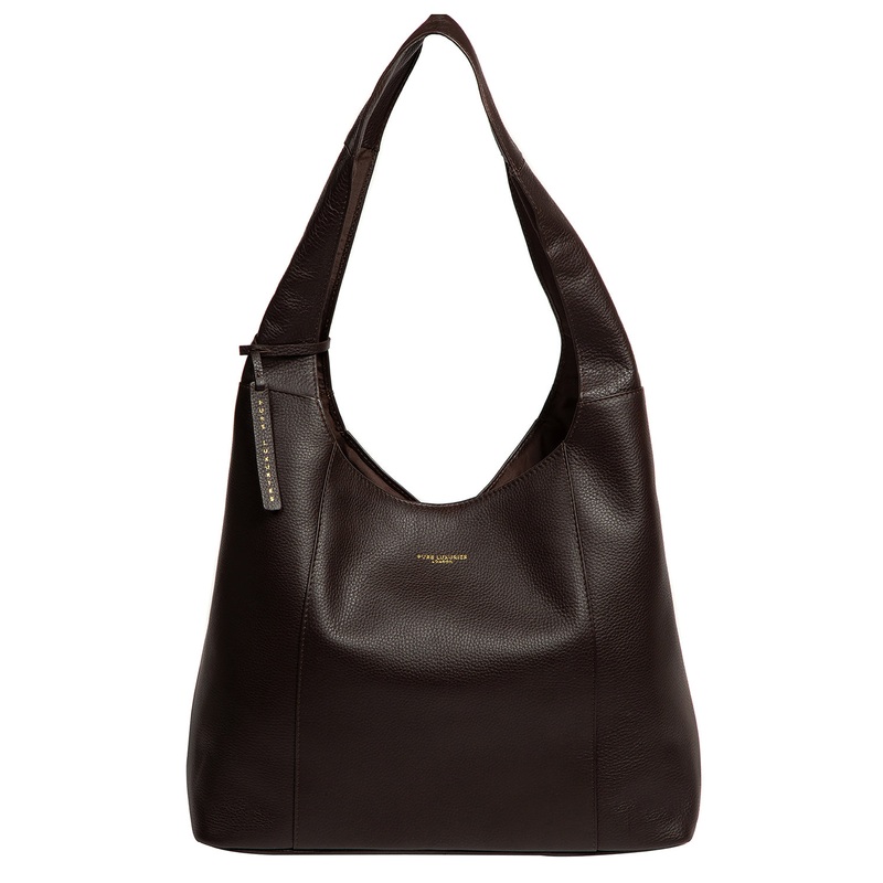 'Nina' Espresso Leather Shoulder Bag