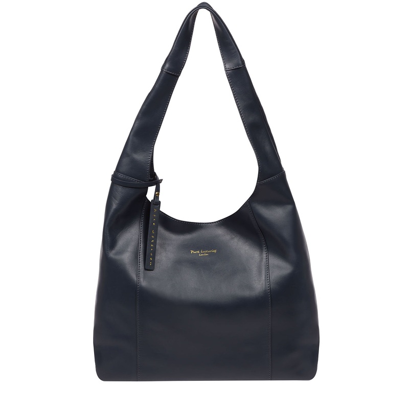 'Nina' Navy Leather Shoulder Bag