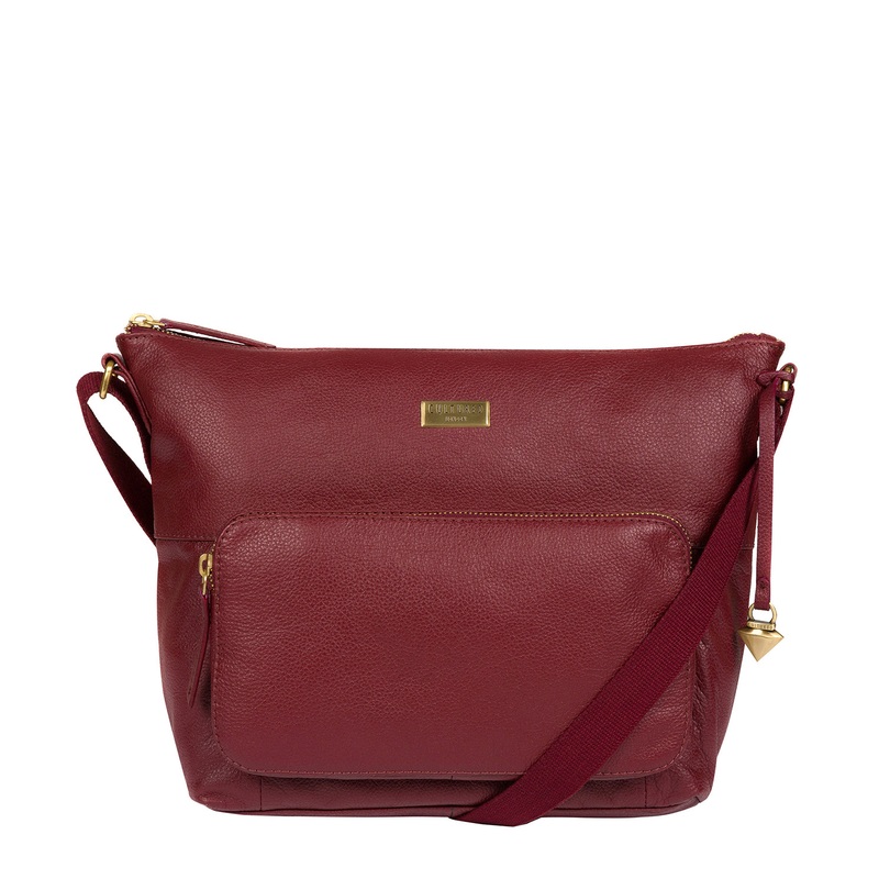 'Olivia' Ruby Red Leather Shoulder Bag