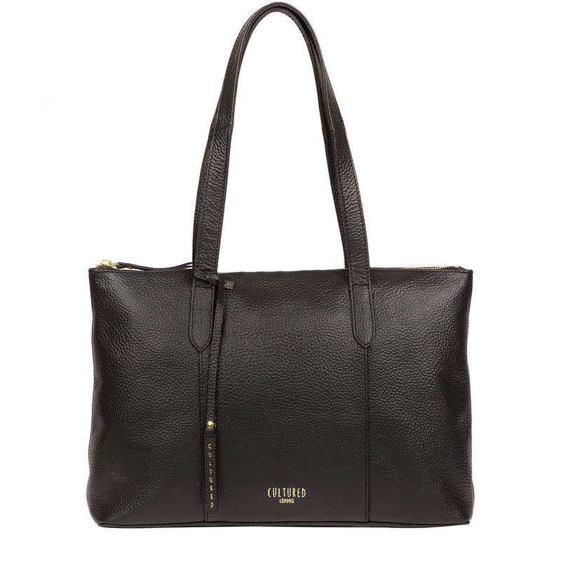 'Ombra' Black Leather Tote Bag