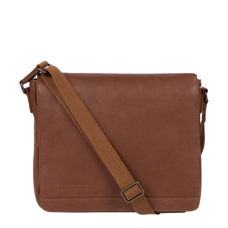 'Peak' Hazelnut Leather Messenger Bag