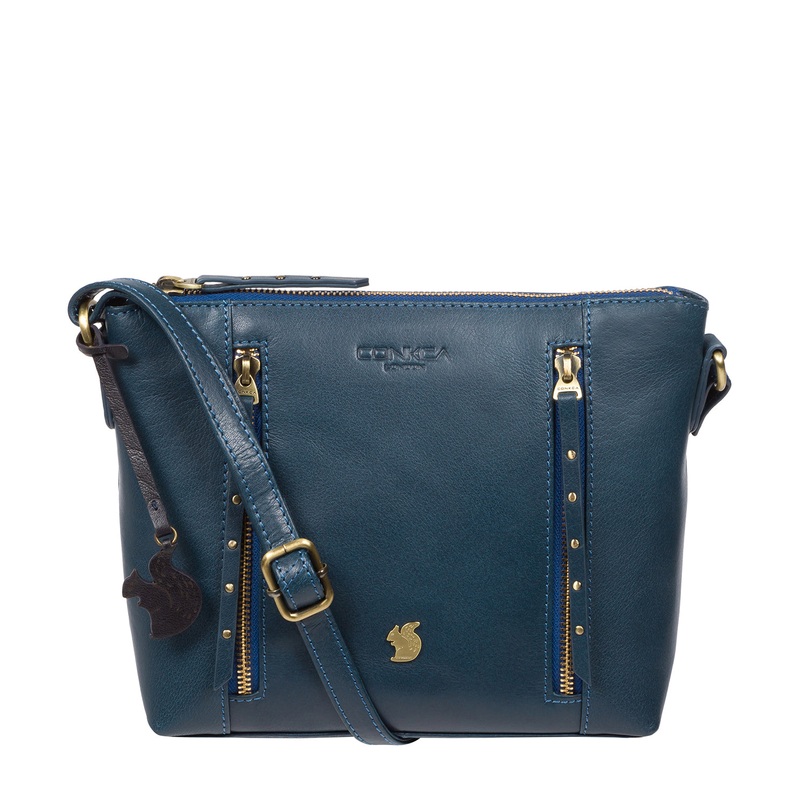 'Pip' Snorkel Blue Leather Cross Body Bag
