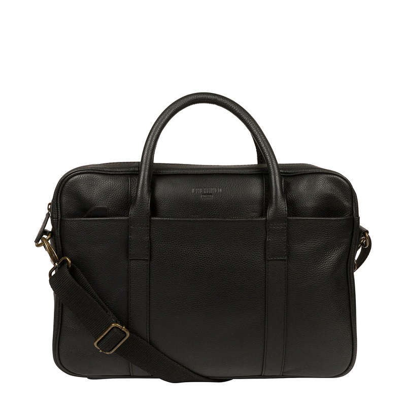 'Quay' Black Leather Work Bag