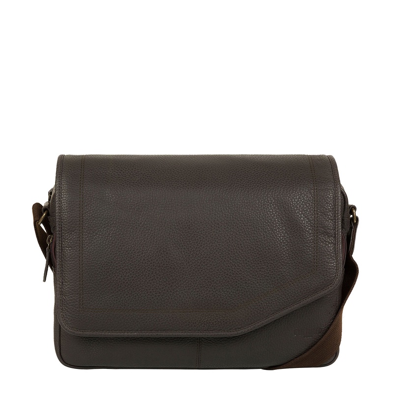 'Reaction' Dark Brown Natural Leather Messenger Bag