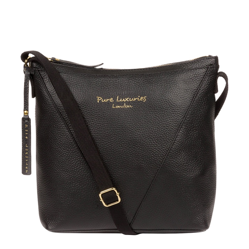 'Rena' Black Leather Cross Body Bag