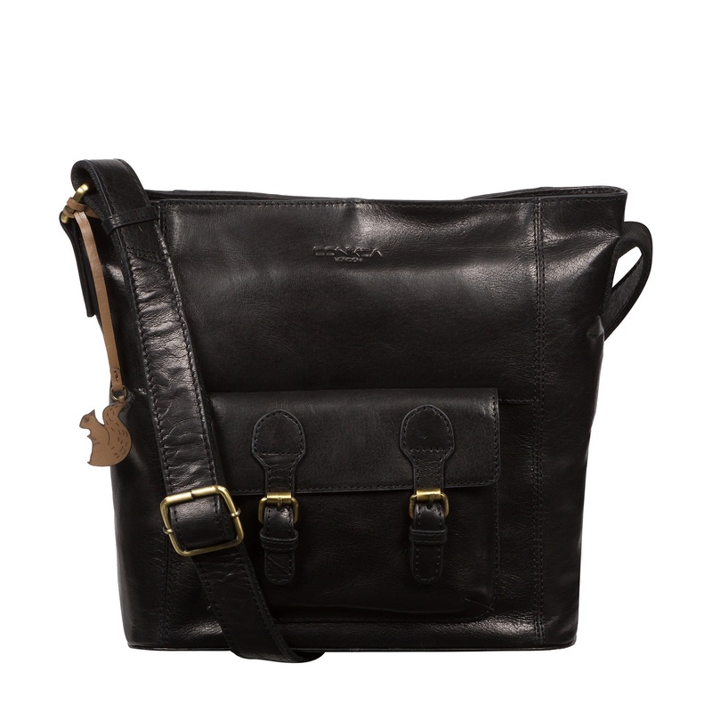 'Robyn' Black Leather Shoulder Bag