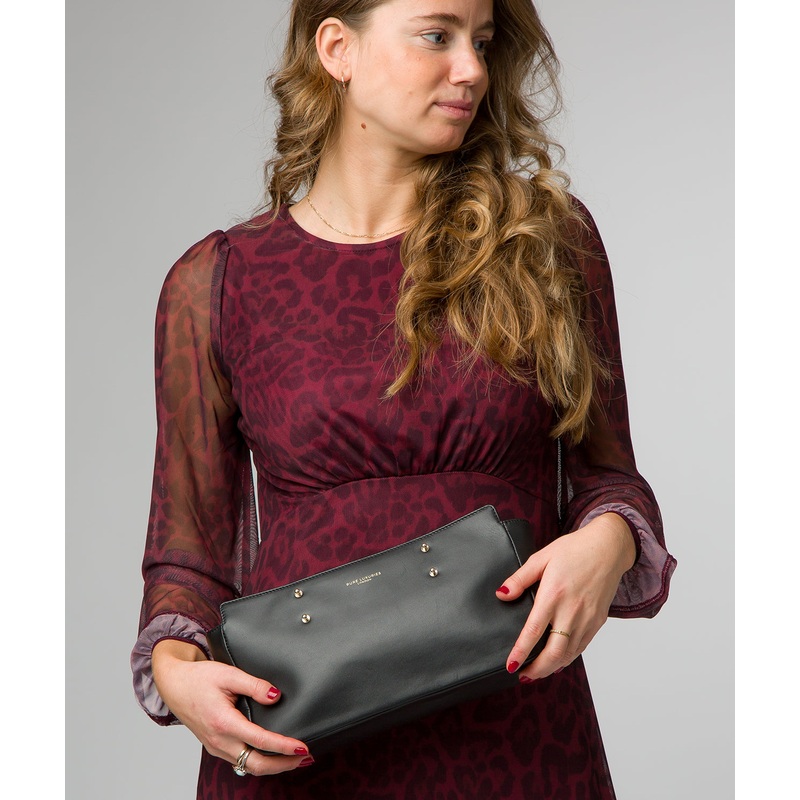 'Samantha' Black Leather Evening & Clutch Bag