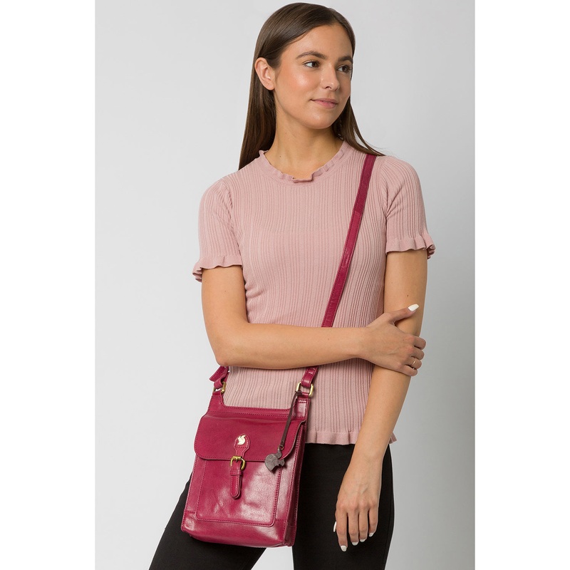 'Sasha' Orchid Leather Cross Body Bag