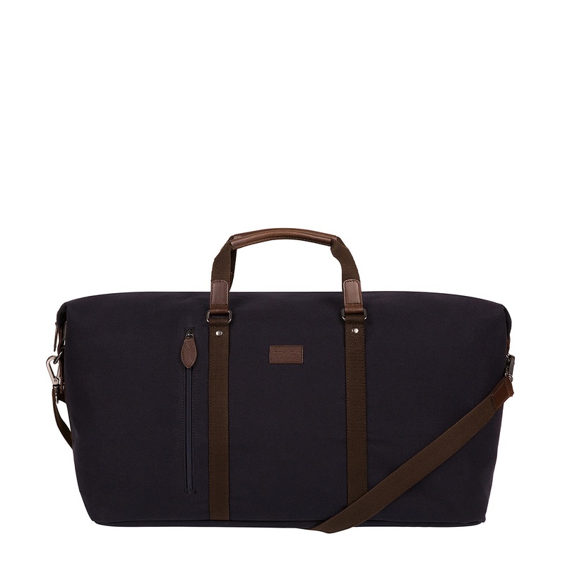 'Suttom' Navy Canvas & Leather Holdall