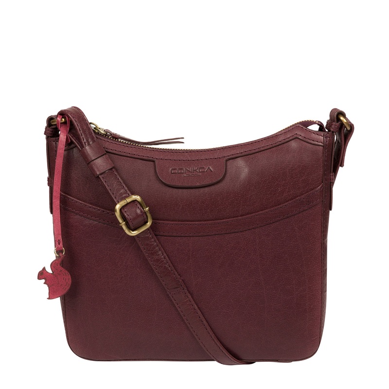 'Tamara' Plum Leather Cross Body Bag