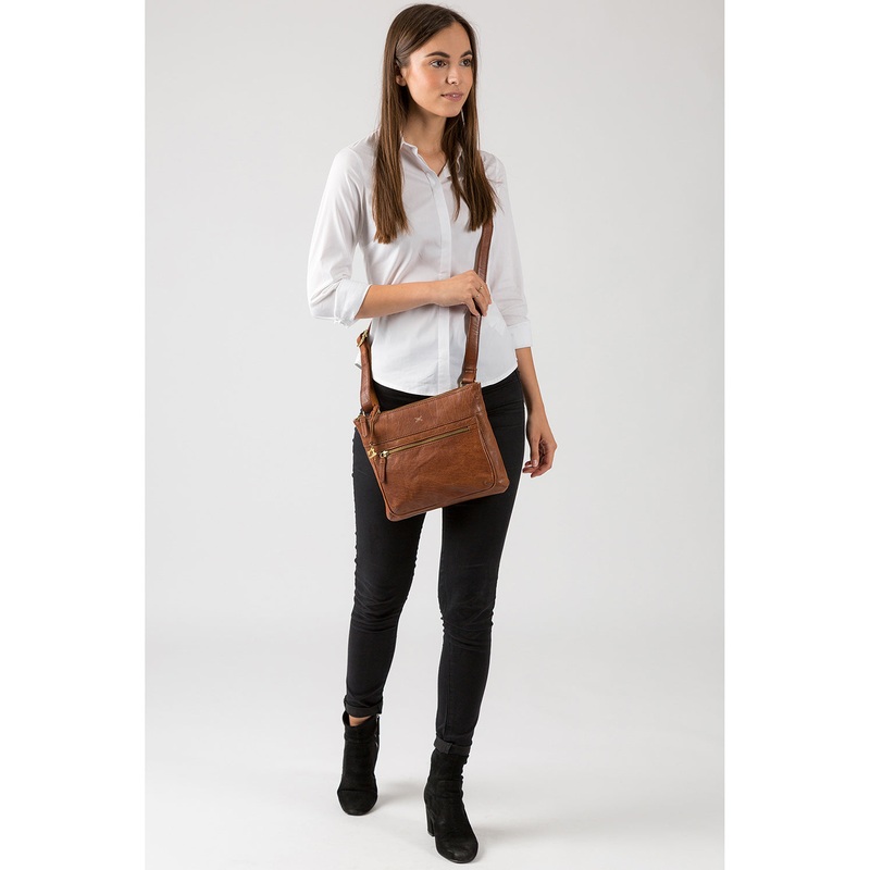 'Victoria' Cognac Cross-Body Bag