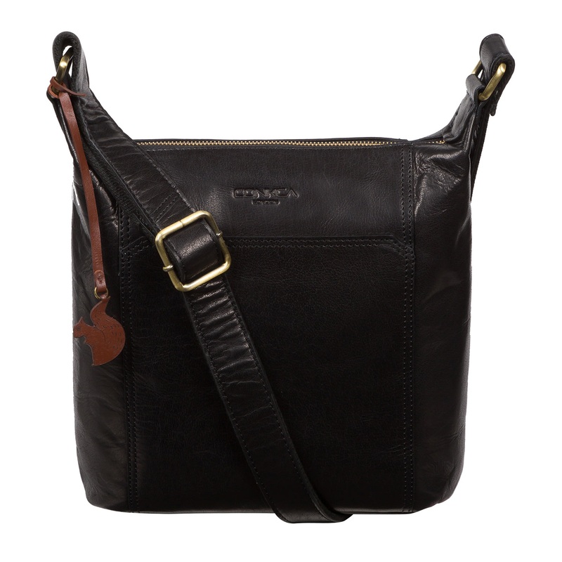 'Yasmin' Black Leather Cross Body Bag