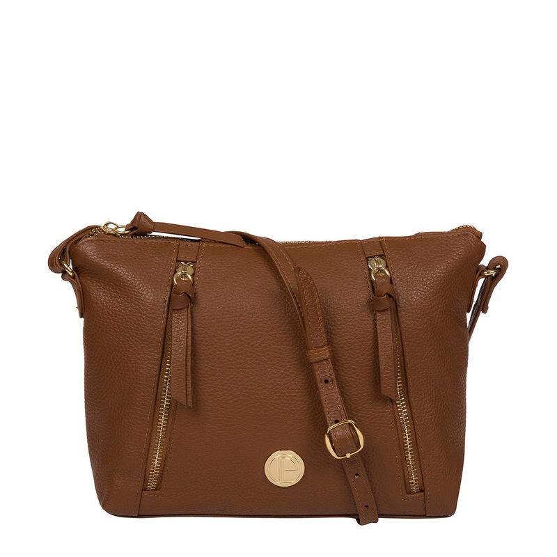 'Yoshi' Tan Leather Cross Body Bag