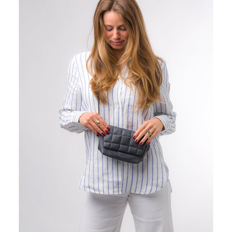 'Zoey' Navy Nappa Leather Cross Body Bag