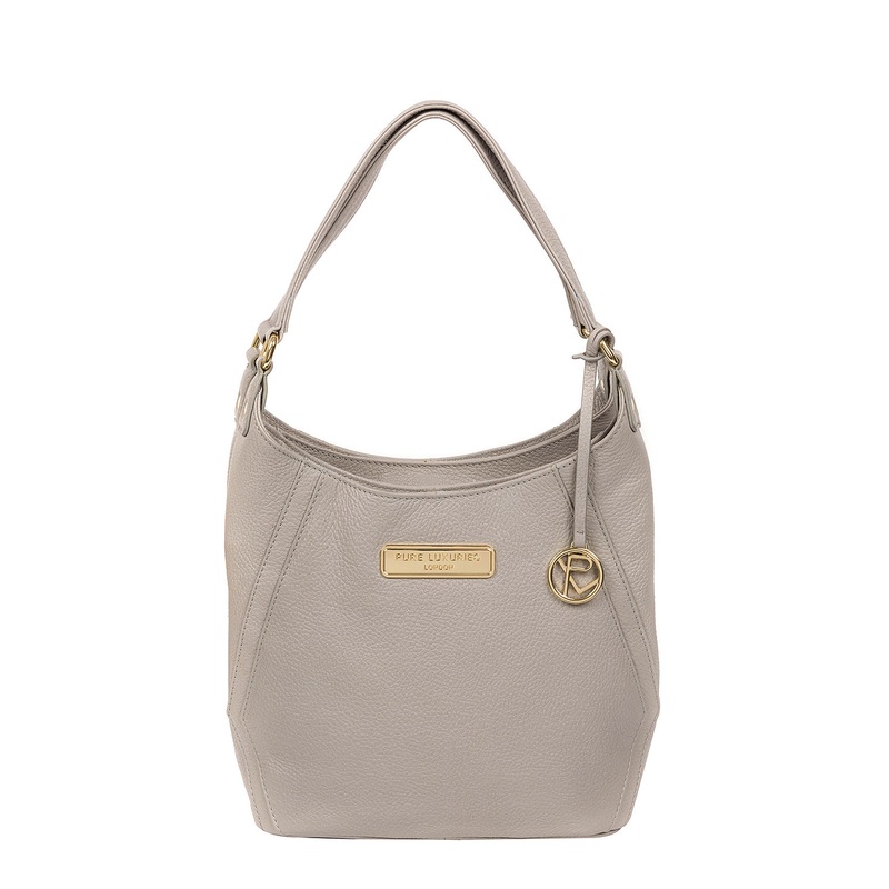 'Abigail' Grey Leather Shoulder Bag